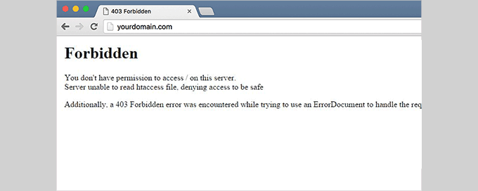 WordPress 中出现 403 禁止访问错误。